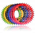 Bild 2 von Aluminium Fahrrad Kettenblatt Kettenblätter Chainring BCD104mm 32T 34T 36T 38T  / (Farbe) Rot / (Zähn) 34T